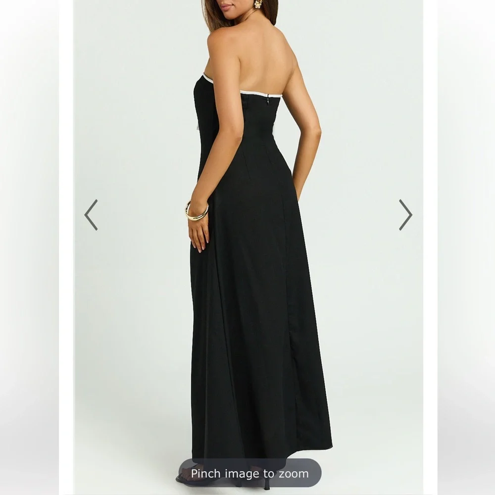 Showpo Black and White Strapless Tie Front Dress Maxi - Picture 2 of 6